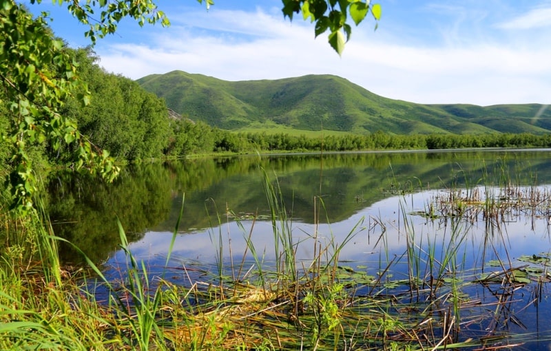 Lake Karakol in cascade of Sibinskiye lake.