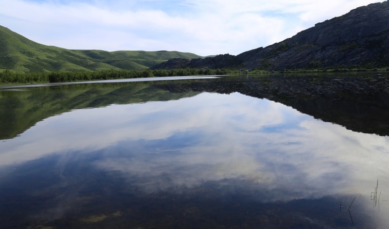 Lake Karakol in cascade of Sibinskiye lake.