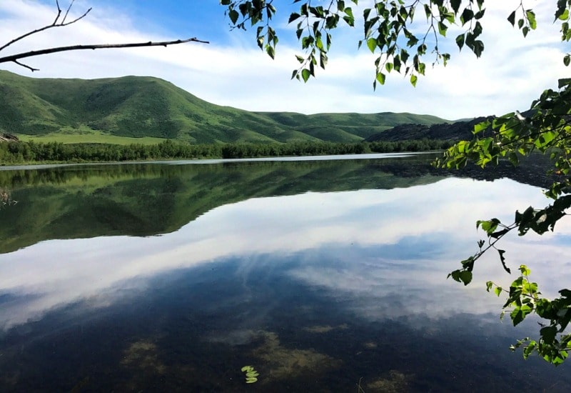 Lake Karakol in cascade of Sibinskiye lake.