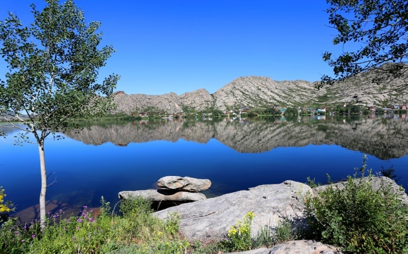 Sights of Sadyrkol lake on Kazakhstan Altai.