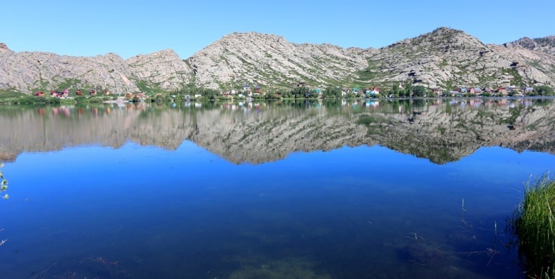 Sights of Sadyrkol lake on Kazakhstan Altai.