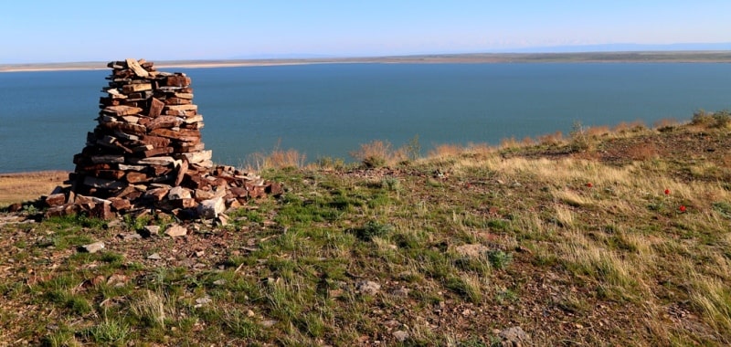 Akkol Lake and environs in Zhambyl region.