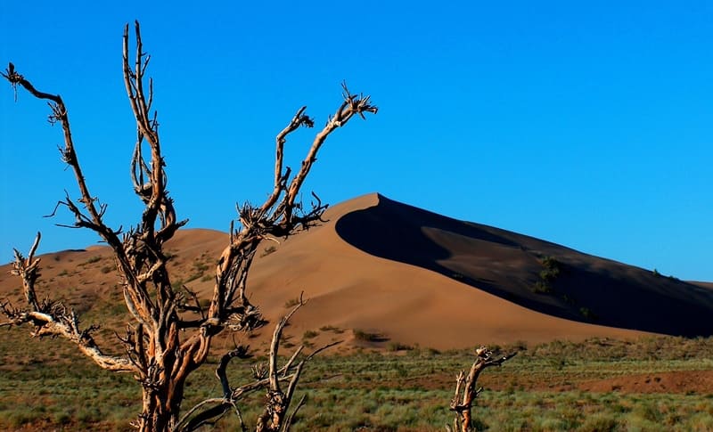 Singing dune. Mounds Altyn-Emel Park.