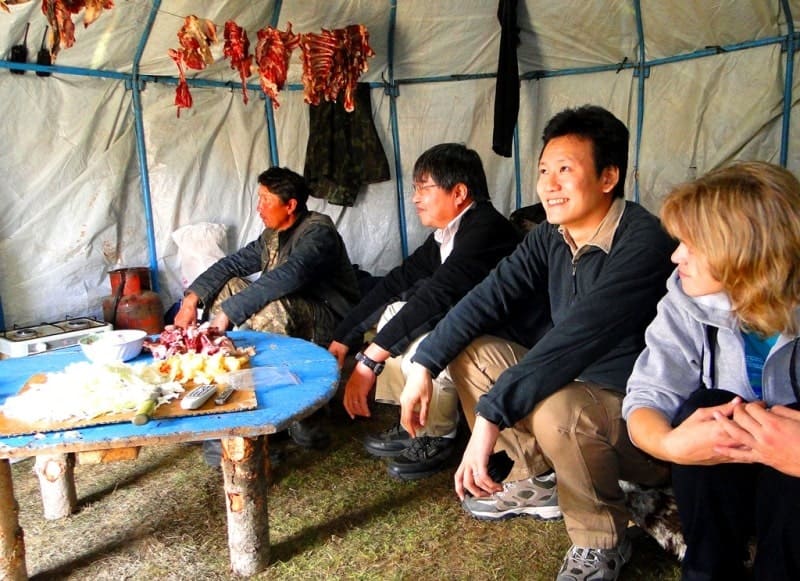 In a yurt with shepherds on the Asy plateau.