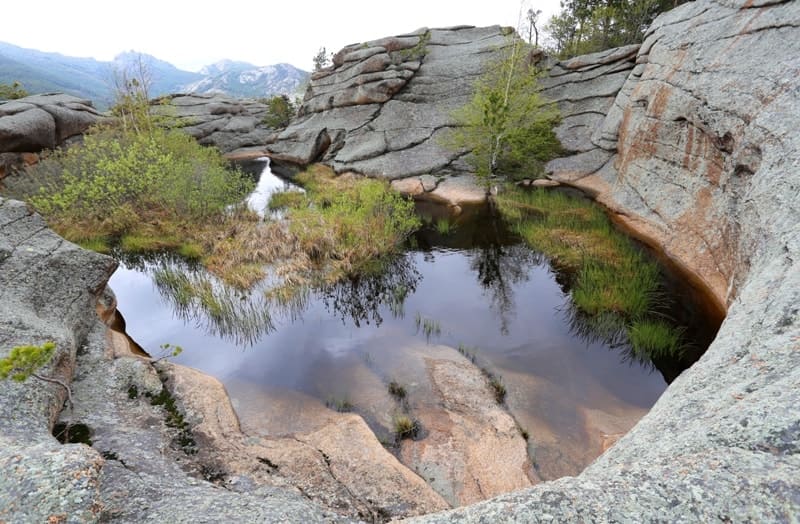 There are no harsh winds, noisy birds, or roaring rivers here. Only rustling of leaves, murmur of water, and occasional cry of a hawk over peaks.
