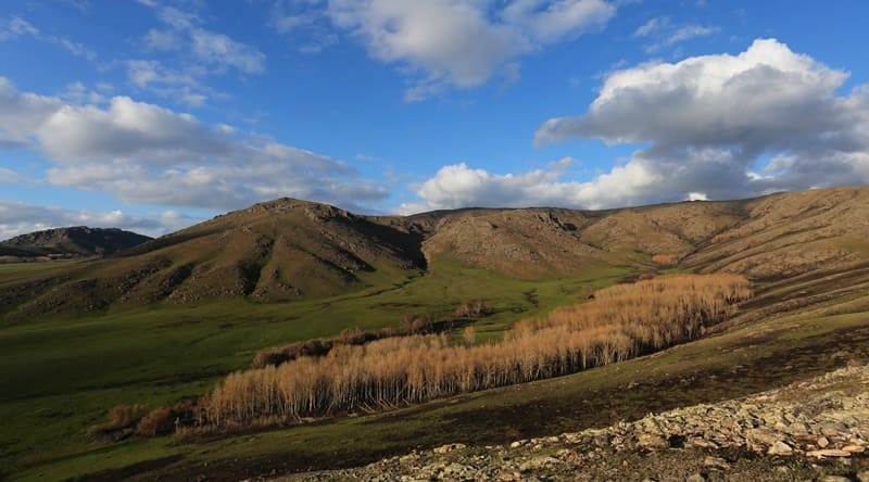 Zhirensakal Peak, also known as Komsomola Peak, is one of most prominent peaks in southern part of Karkaraly Mountains.