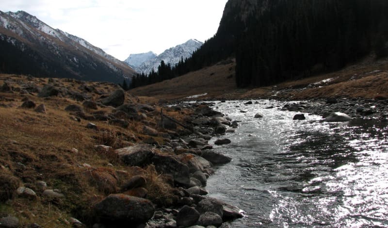 Valley of Arasan River in vicinity of Altyn-Arashan resort.