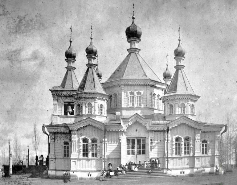 The exterior of the Holy Trinity Church in the city of Przhevalsk, 1908.