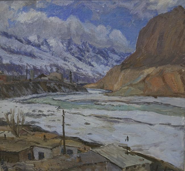 Artist Bulasbek Sheraliev (1949). Naryn River. Art gallery of town of Naryn.