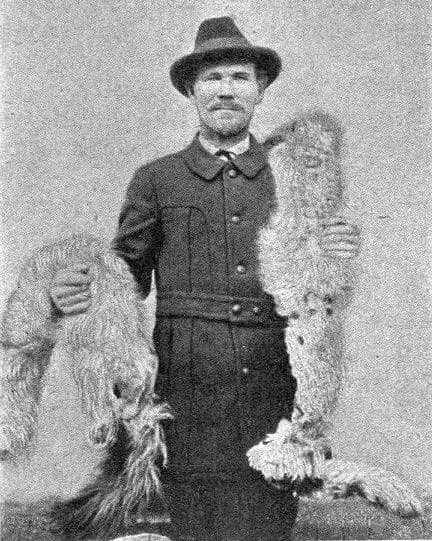 O. E. Nezhivov with animal skins.