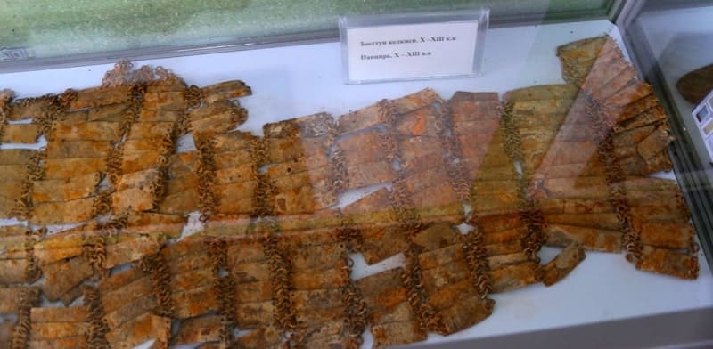Display cases with artifacts in halls of the old museum.