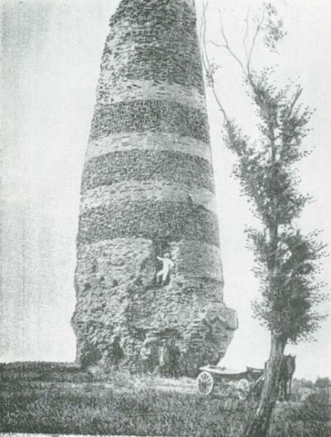 Burana Tower. View from southeast. Photograph from 1891. Author unknown.