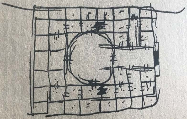 Plan of the Tashrabat building. Feather. 1859 Travel sketch by Ch.Ch. Valikhanova.