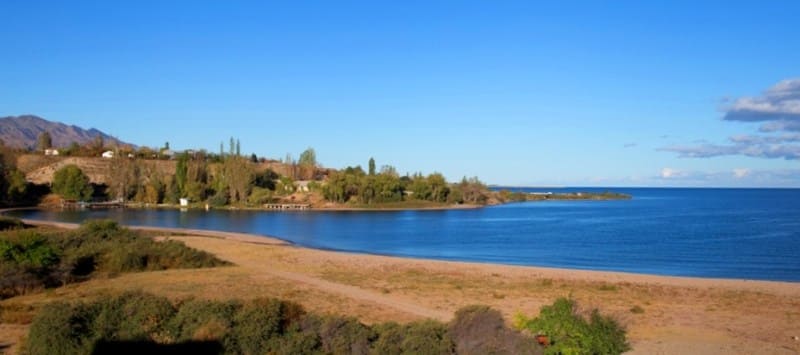 Southern shore of Lake Issyk-Kul.