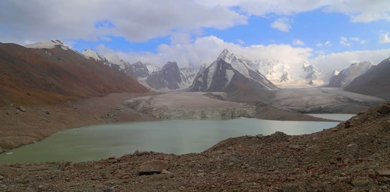 East and West Kyzyl-Asker Glaciers in Kyzyl-Asker mountain range.