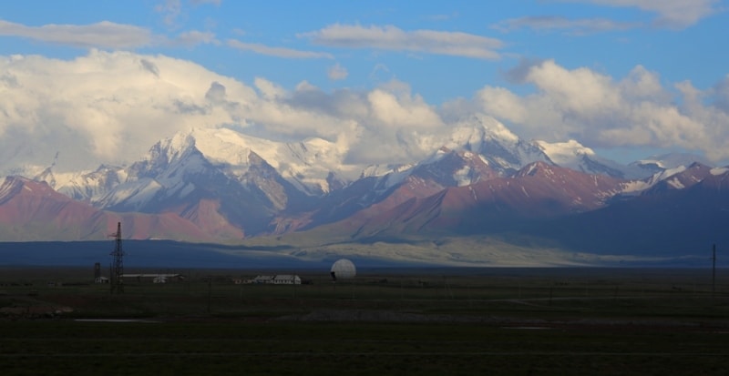View of the Alai Valley from the tract Achiktash. The village of Daraut-Kurgan.