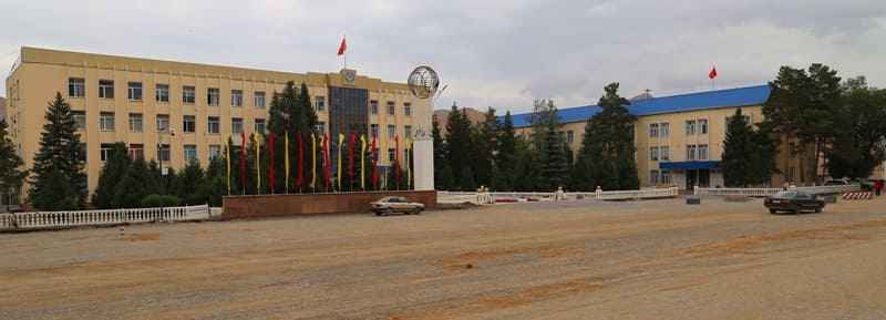Main town square in Naryn. The administrative center of Naryn Region.