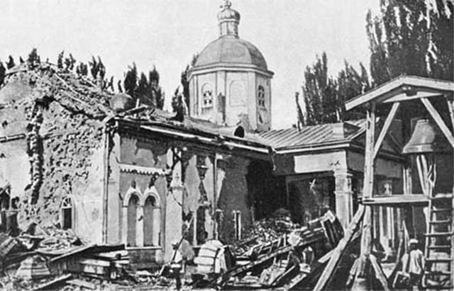 Собор святой Софии в Верном после землетрясения 1887 года.