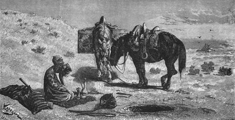 Художник Н. Н. Каразин. Почта в Кизил-Куме.