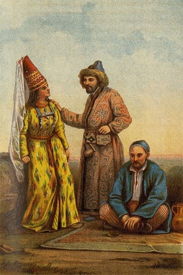 Киргизы. (Народы России. Живописный альбом. СПб, 1880 г. Вкл. м. с. 326 и 327).