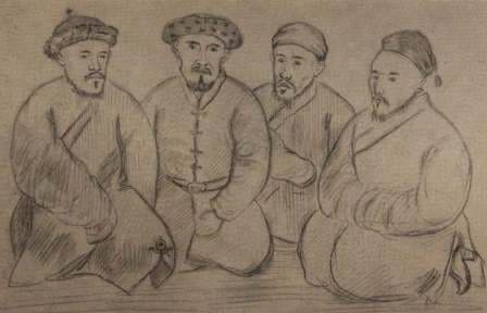 Типы уйгуров Восточного Туркестана. Карандаш. 1859 год.