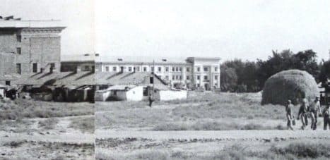 An unrealistic picture of the countryside, but this is what the Opera and Ballet Theater in Stalinabad looked like in the spring of 1947.