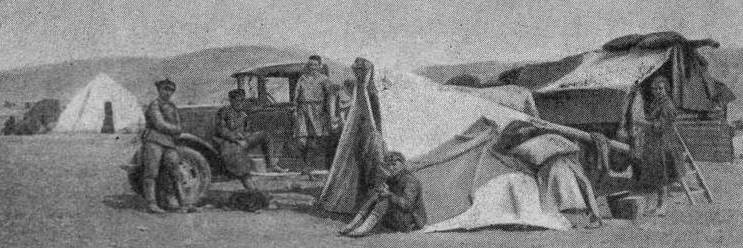 The first two cars in the Pamirs. At the lake Karakul.