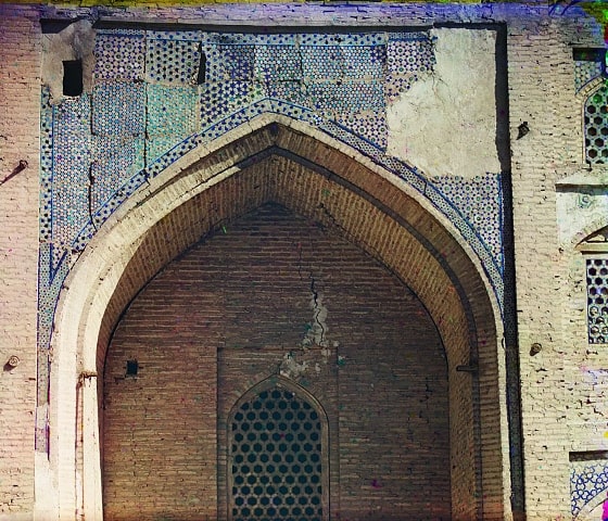 Detail on the left side of the Medrese Duan-Beggi. Photo Prokudin-Gorsky.