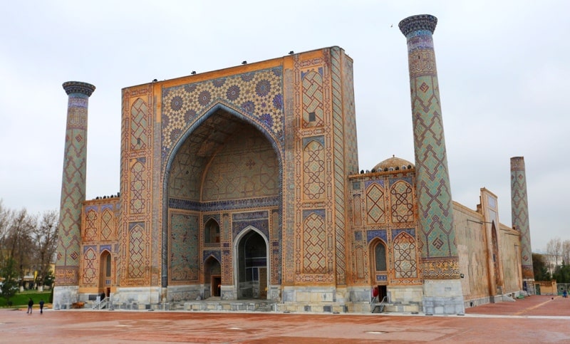 Ulugbek Madrasah on Registan Square in Samarkand.
