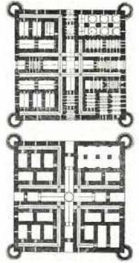 Кырк-Кыз. Справа план первого, слева план второго этажей.