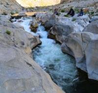 Aktogay River flows through a narrow canyon, in places its bed deepening into the bedrock.