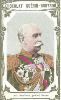 The confectionery company Chocolat Guerin-Boutron often used small postcards to draw attention to its chocolate. One of them featured Russian General Alexander Vasilyevich Kaulbars.