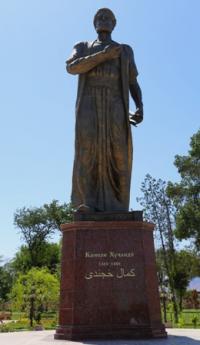 Monument Khudjandi in town park.