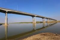 Bridge over the Ural River near the village of Indeborsky. Indersky District, Atyrau Region.