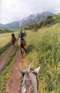 Horse-riding in the gorge Kshi-Kaindy.