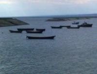 Fishing boats in the bay near the village of Buryl.