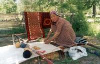 Manufacturing of a small carpet.